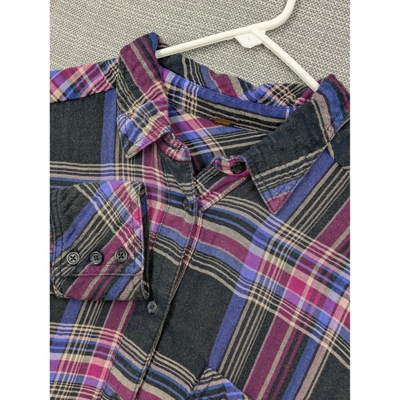 Free People Tops - Free People Tunic Shirt Womens Medium Black Plaid Button Up Side Strap Detail
